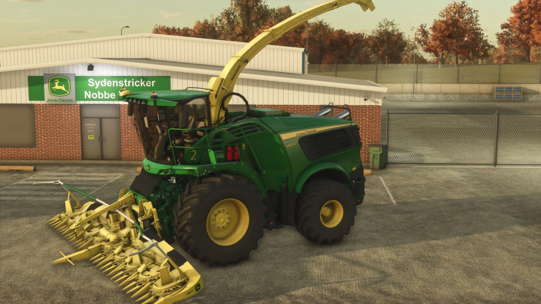 FS25 John Deere 9000's Series mod at a dealership in Farming Simulator 25.