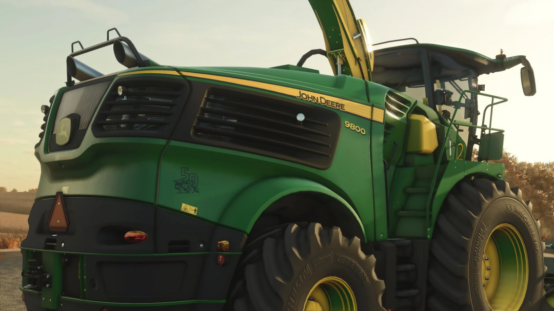 FS25 mod John Deere 9000's Series tractor with green and yellow design, Farming Simulator 25.