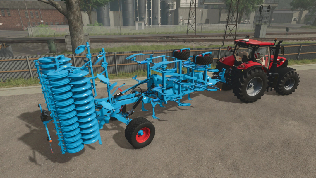 FS25 mod Lemken Karat 12/500 KUA v1.0.0.0 attached to a red tractor in Farming Simulator 25.