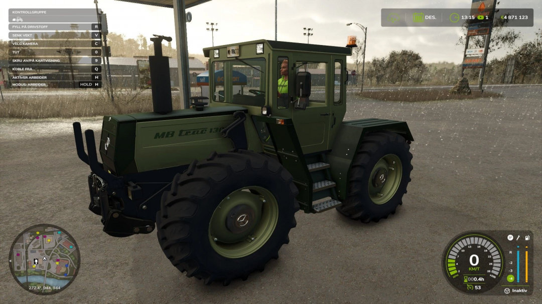 MB Trac 1800 Silbersteel tractor mod in FS25, showing dashboard and controls.