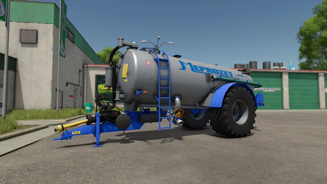 FS25 mod Meprozet PN-100 v1.0.0.0, a detailed slurry tank displayed in Farming Simulator 25 environment.