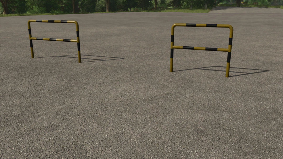 Road barriers from Road Barriers Pack in FS25 mods, placed on a paved surface.