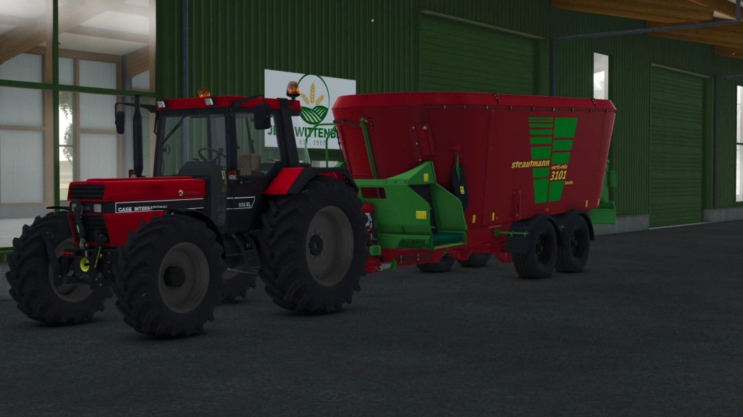 FS25 mod: Strautmann Vertimix 3101 Double with tractor in Farming Simulator 25