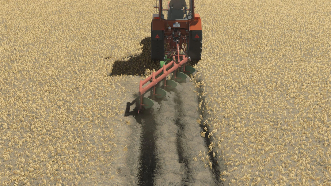 FS25 mod Unia U-022-25/1 plow in field, Farming Simulator 25