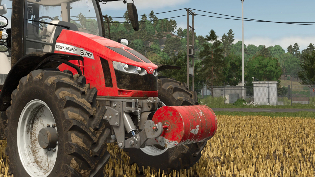 FS25 mod showing a red tractor with Weight Pack 650-900 v1.0.0.0 on a field.