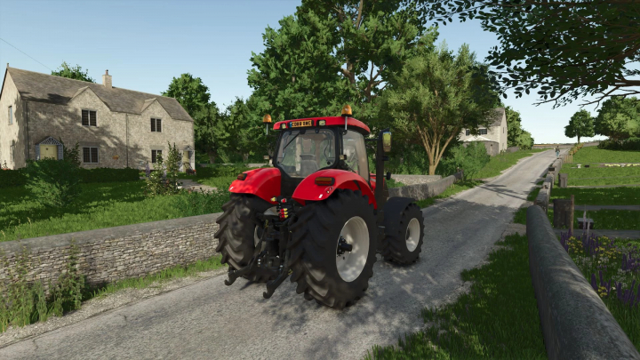 fs25-mods, View of Case IH Puma Tier4A CVX mod in Farming Simulator 25 on a rural road.