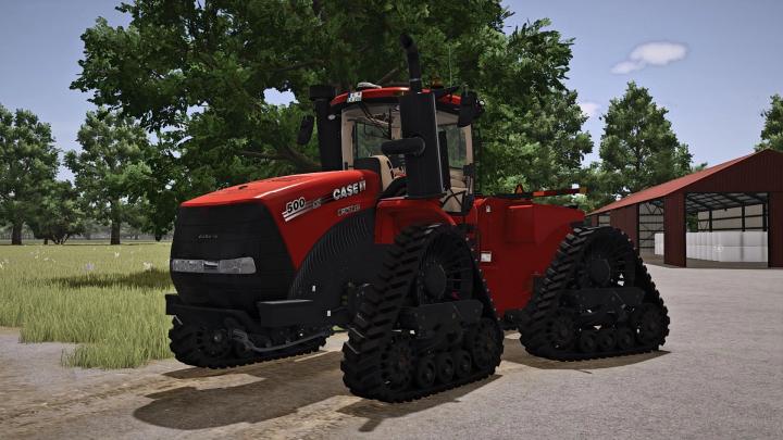 fs25-mods,  Case IH Rowtrac tractor mod in FS25, parked on a farm with trees and a shed in the background.