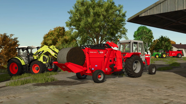 fs25-mods, FS25 mod Kuhn Primor 3570 v1.0.0.0 with tractors and straw bales in Farming Simulator 25.