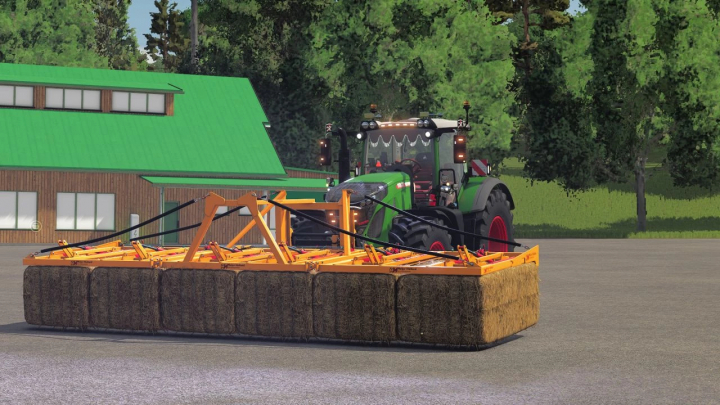 fs25-mods,  FS25 mod: Meijer Holland Rambo 6KD v1.0.0.0 showcased with green tractor on farm.