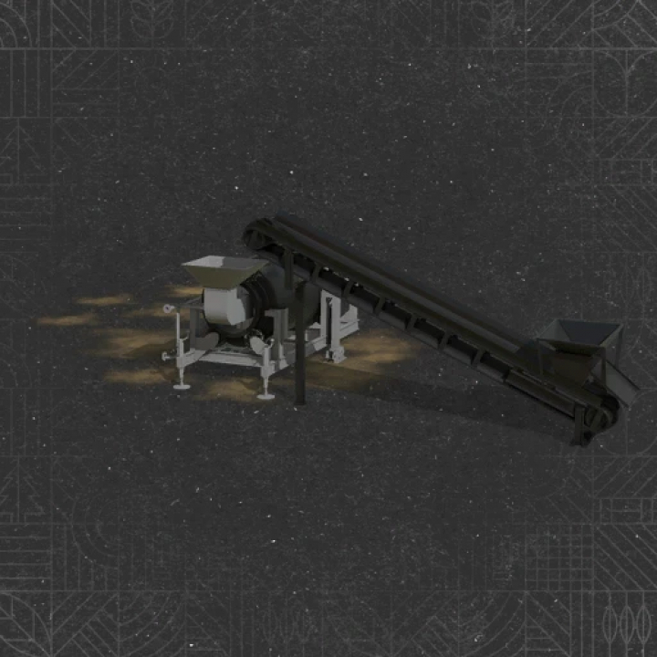 fs25-mods,  FS25 mod RGC Productions V0.1.0.0 featuring a grain conveyor and processing unit on dark background.