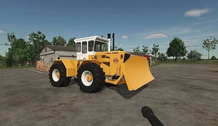 fs25-mods,  Raba 250 mod for Farming Simulator 25, showcasing a yellow and white tractor with plow attachment.