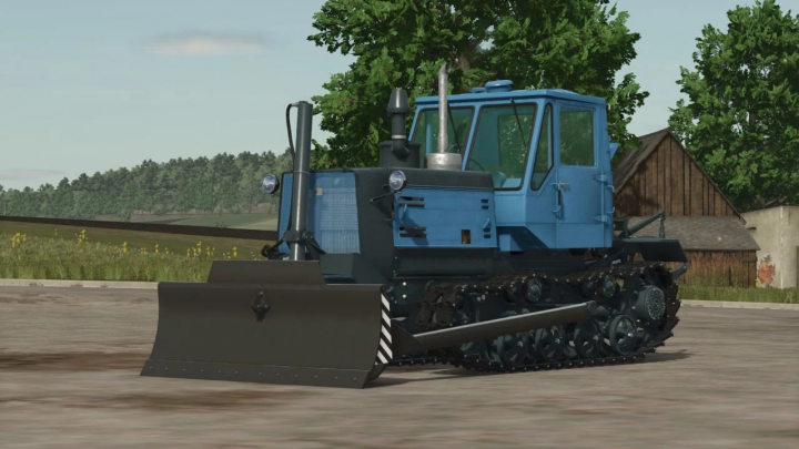 fs25-mods,  FS25 mod T-150 bulldozer parked on a farm pathway.