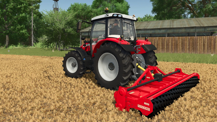 fs25-mods,  Red tractor with TOSCANO 3900 mod in FS25 on a field