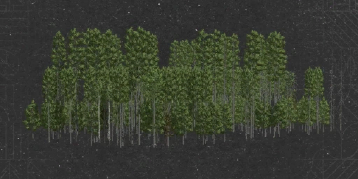 fs25-mods, Dense forest of trees displayed in FS25 Unlimited Tree Planting mod v1.1.0.0.