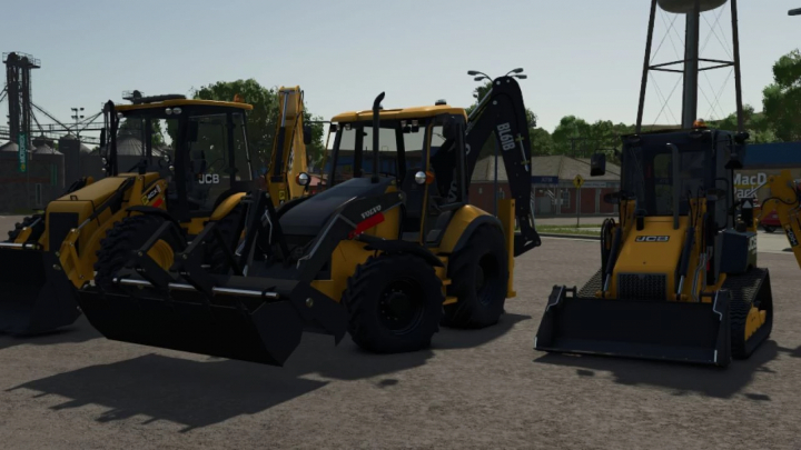 fs25-mods, Volvo BL61B mod in Farming Simulator 25 with JCB vehicles nearby.