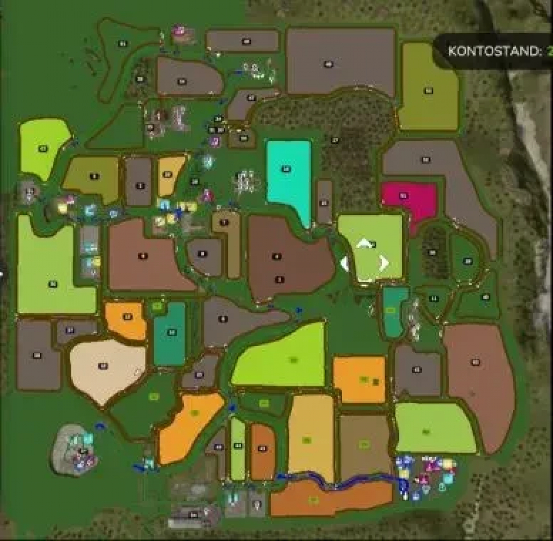 Map layout of Oltenburg for FS25 AutoDrive mod, showcasing various fields and routes.