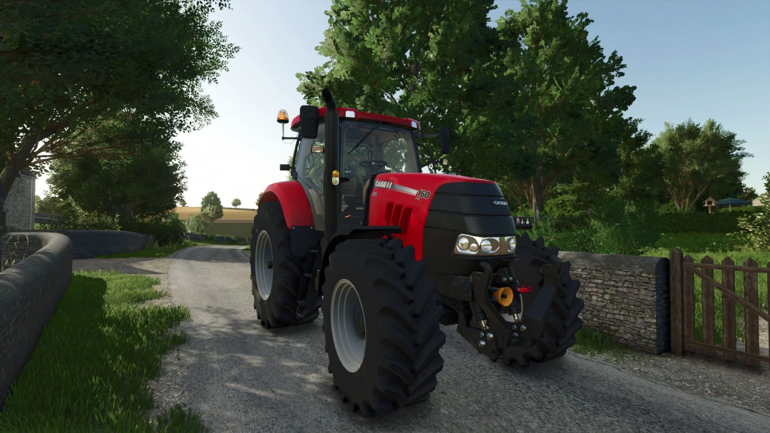 FS25 mod Case IH Puma Tier4A CVX tractor on a country road.