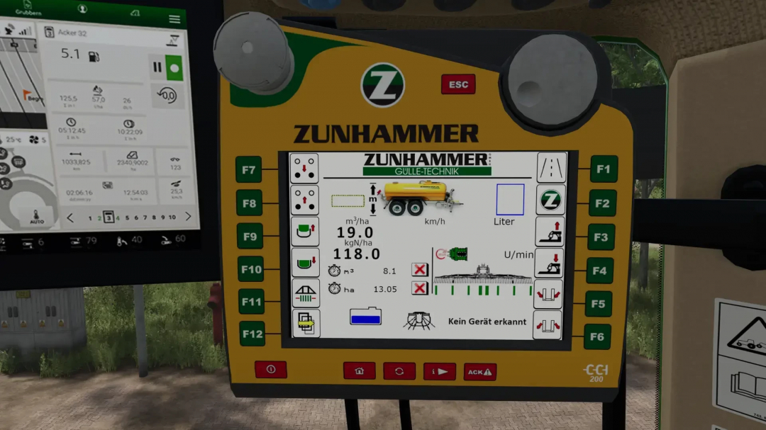 FS25 mod interface showing Zunhammer control panel in Farming Simulator 25.