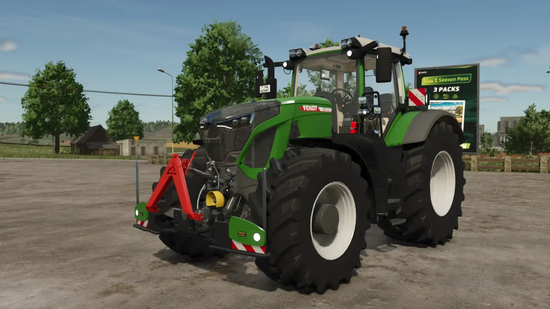 Fendt 900 Agribumper mod in Farming Simulator 25, displaying a green tractor in a rural setting.