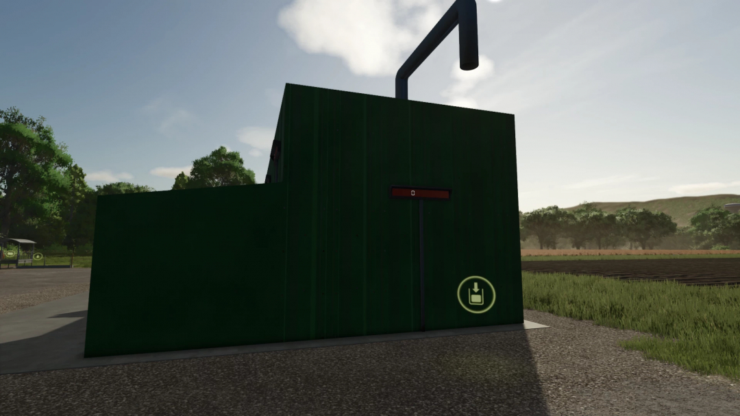 ForageStar 5000 mod for FS25 features a green forage equipment structure on a farm landscape.