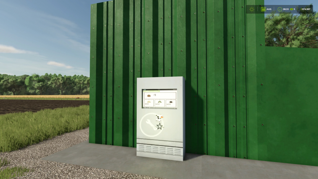 ForageStar 5000 interface against green wall in FS25 mod, Farming Simulator 25.