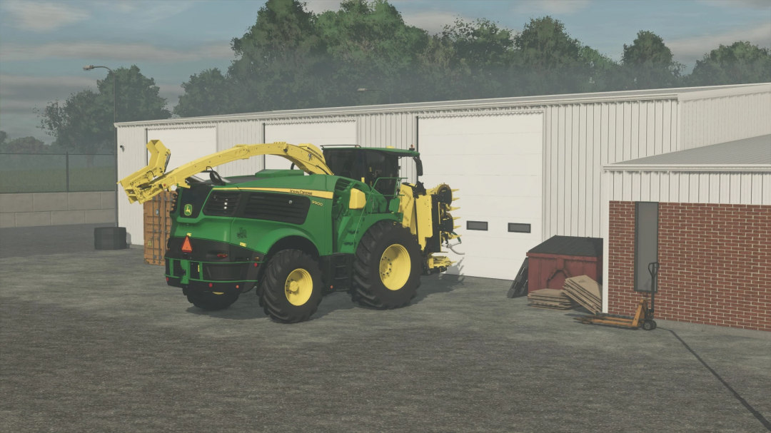 John Deere tractor at SN Partners Dealership in FS25 mod.