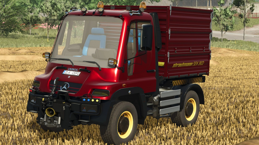 FS25 mod Mercedes Unimog U400 on a field