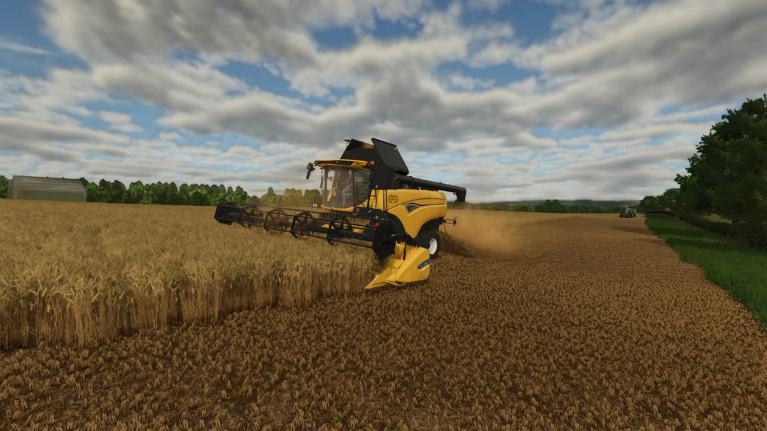 New Holland CX 8.80 harvesting wheat field in FS25 mod, Farming Simulator 25.