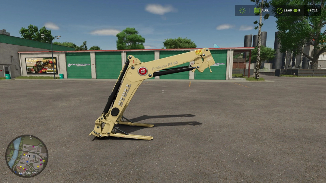 Stoll FZ 60 loader mod in Farming Simulator 25, displayed in a parking lot setting.