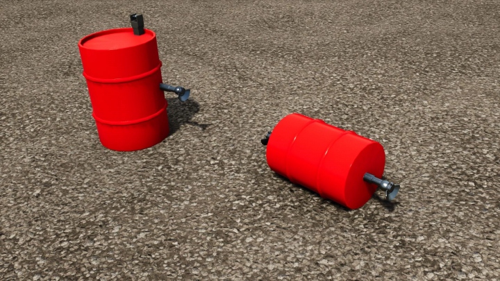 fs25-mods,  FS25 mods: Red barrel weights on gravel from Barrelweight Pack v1.0.0.0 in Farming Simulator 25.