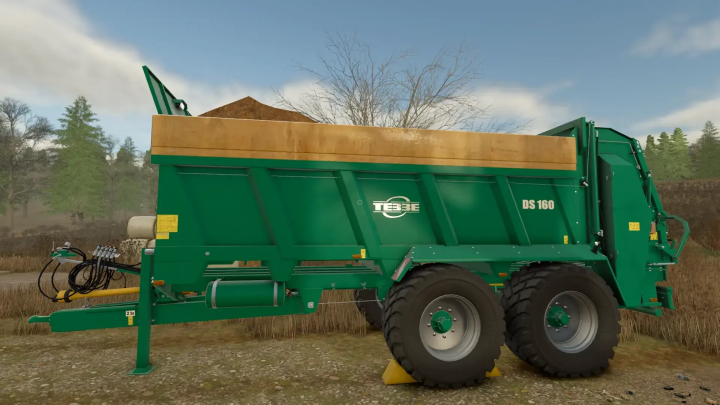 fs25-mods, Tebbe DS 160 FS25 mod showcasing a green trailer in Farming Simulator 25.