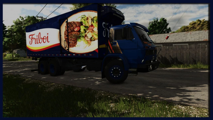 fs25-mods, Volkswagen Fuscao 1720 truck mod for Farming Simulator 25 with Friboi advertising on the trailer.