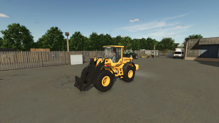 fs25-mods, Volvo L60F mod in Farming Simulator 25, featuring a yellow loader parked in a yard. FS25 mods.