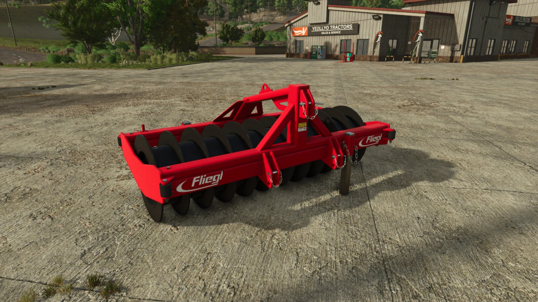 Fliegl Silage Roller mod for Farming Simulator 25, shown on a farm lot.