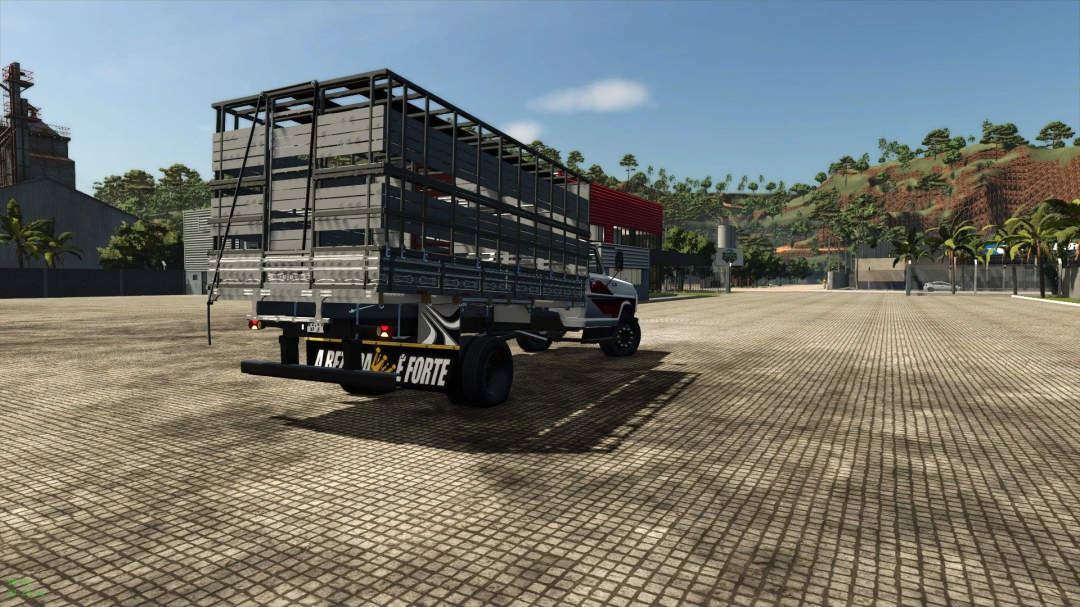 Ford F-4000 mod in Farming Simulator 25 shown in an industrial area. FS25 mods enhance gameplay with detailed vehicles.