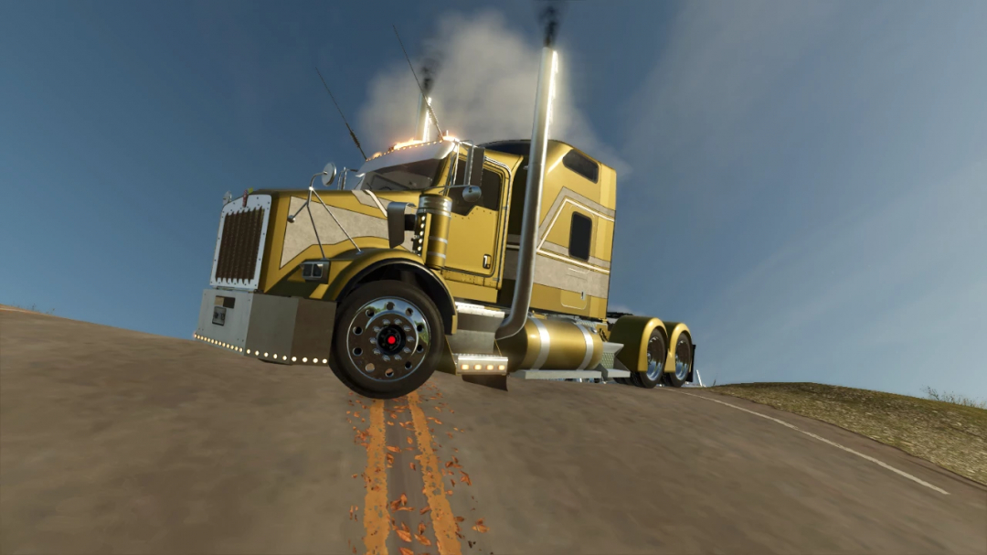 Kenworth T800 truck mod in FS25, shown against a blue sky backdrop.