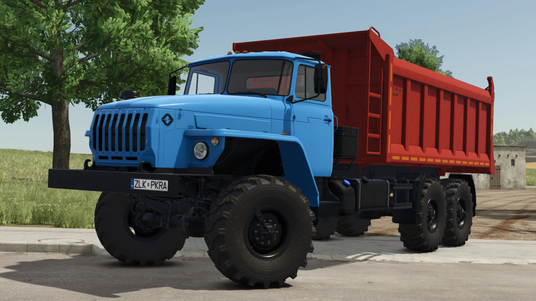 LIZARD 44202/5557 mod truck in blue with red cargo bed in Farming Simulator 25.