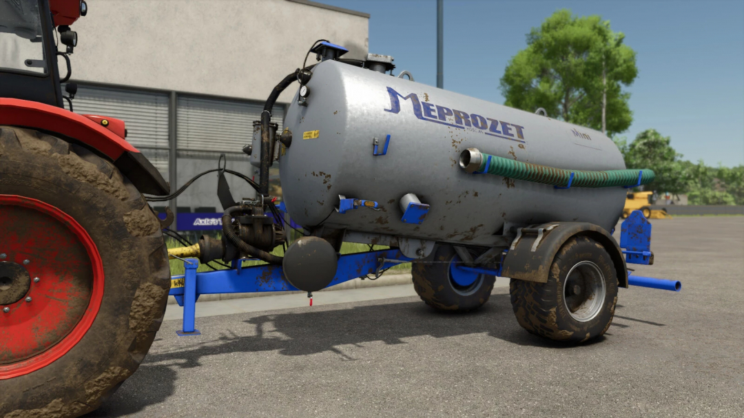 Meprozet PN-50 mod for FS25 attached to a tractor, showcasing its design and functionality.