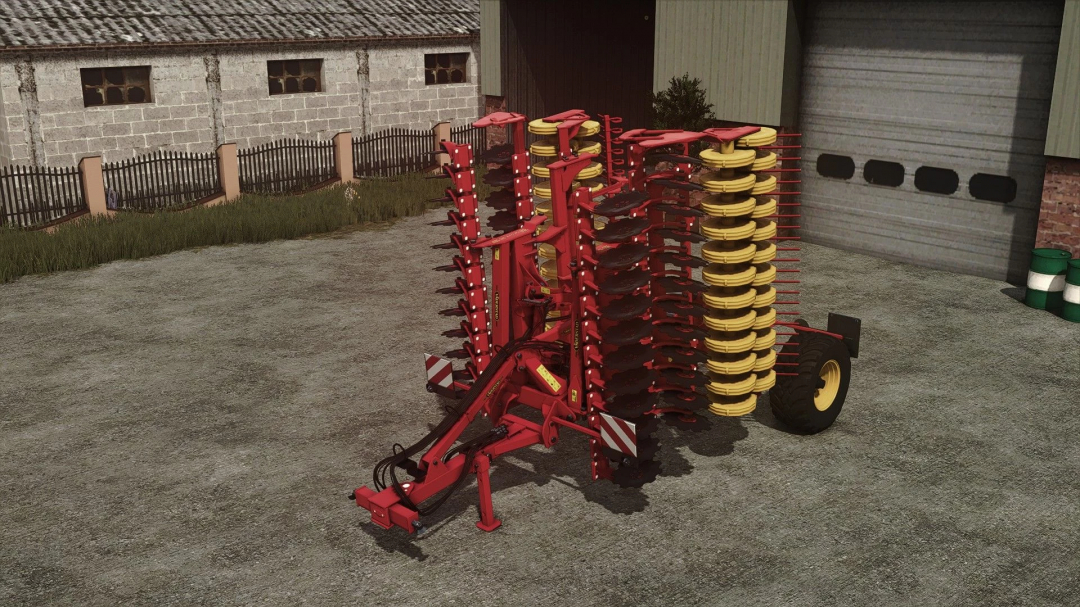 Väderstad Carrier XL 625 mod for FS25, shown parked outside a building in Farming Simulator 25.