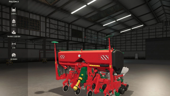 fs25-mods, Agromasz Falcon 3 v1.0.0.0 mod for FS25 displayed in a virtual farm garage.