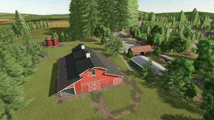 fs25-mods,  FS25 mods image of DeathValley Map v1.0.0.0 showcasing a red barn and green landscape in Farming Simulator 25.