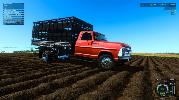 fs25-mods,  Ford F-4000 mod for Farming Simulator 25 on a plowed field.