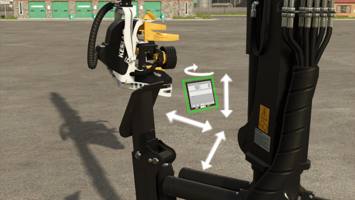 fs25-mods, Close-up of Kesla Forestry Pack mod in FS25 showing control panel and machinery details.