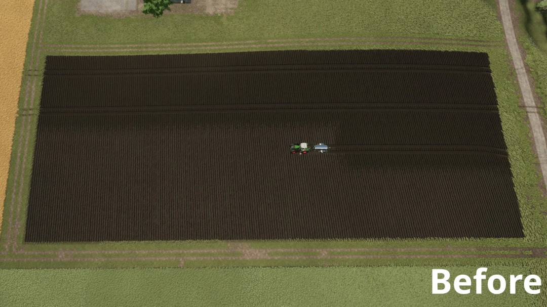 FS25 Better Animal Waste Products mod before application on a field.