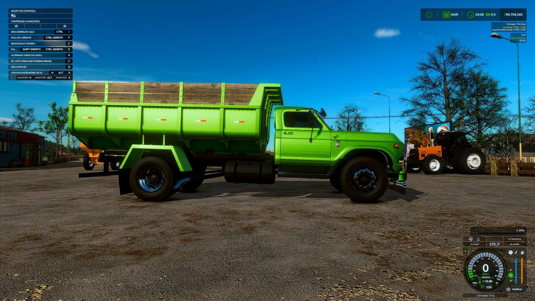 CASAMBA D60 mod in Farming Simulator 25, green truck in a rural setting. FS25 mods enhance gameplay.