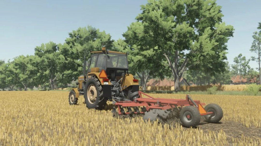 Disc Harrow 2.7m mod in FS25, showcasing a tractor with disc harrow in a field.