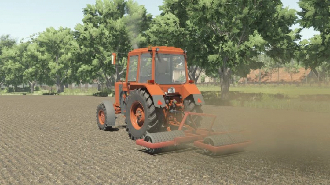 FS25 Cambridge 3.2m mod in action, showing a tractor with rollers cultivating a field in Farming Simulator 25.