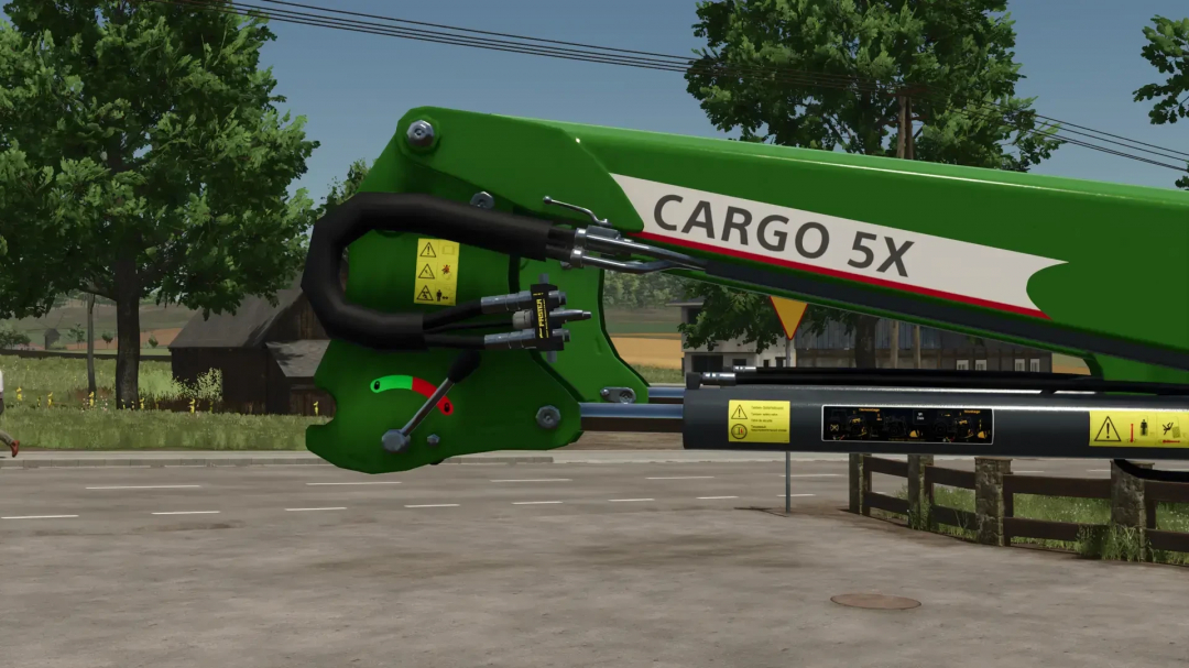 Fendt Cargo5X Frontlader on a farm in FS25, showcasing mod features for Farming Simulator 25.