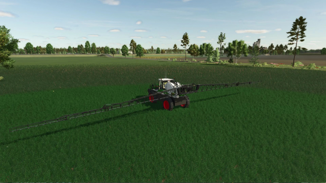 Fendt Rogator in FS25 mod spraying field, showcasing farming equipment in Farming Simulator 25.