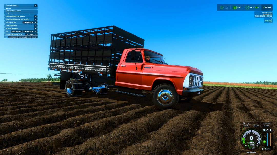 Ford F-4000 mod for Farming Simulator 25 on a plowed field.